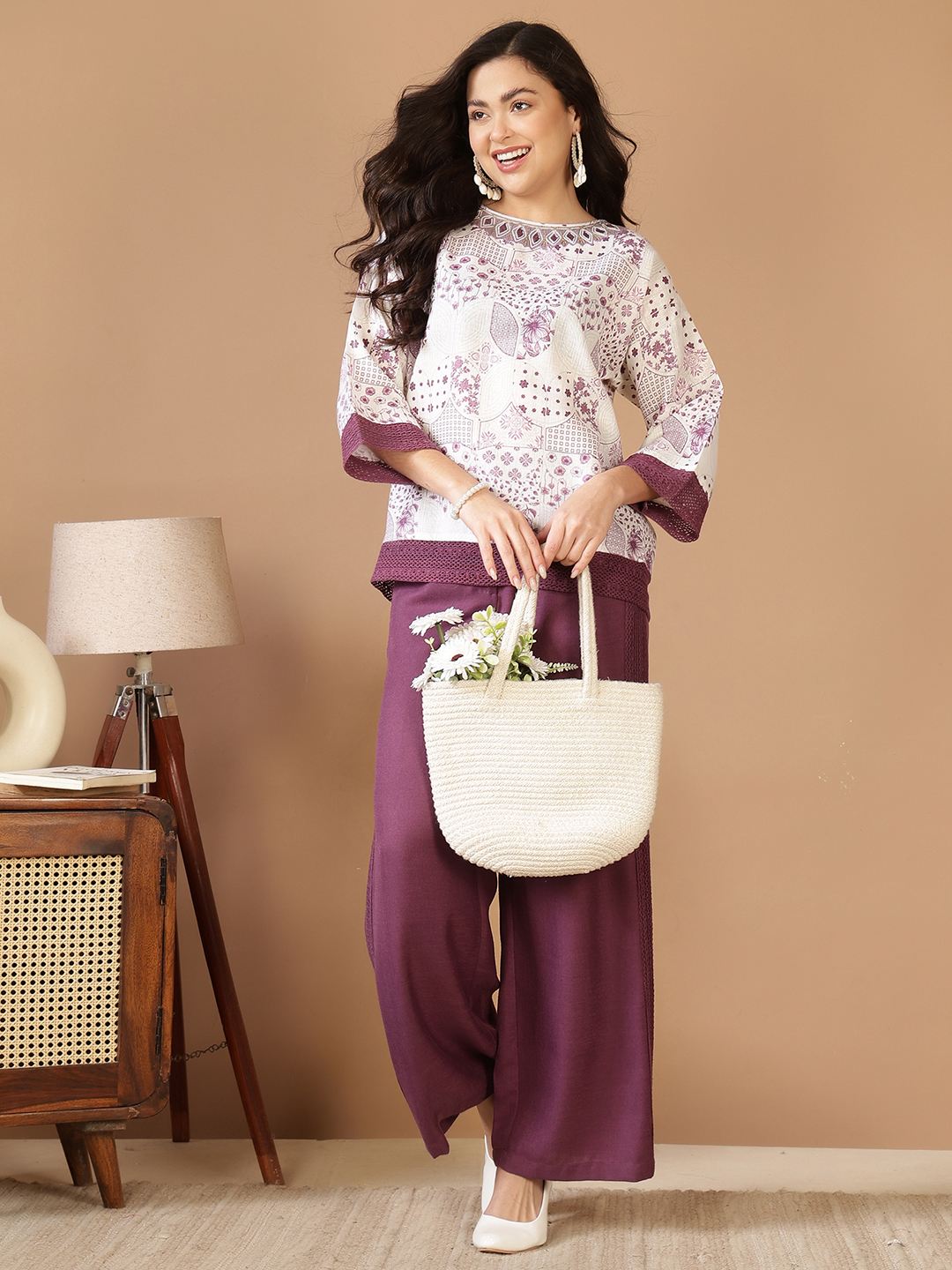 White & Purple Print colour