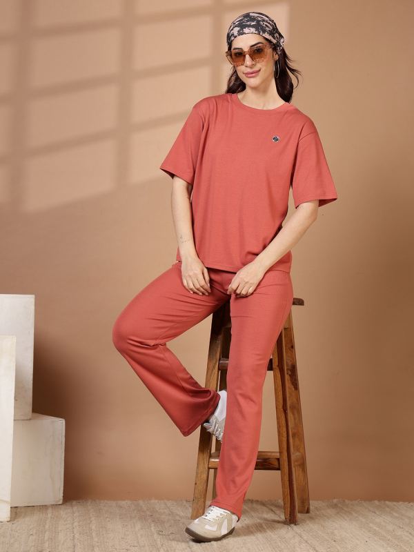 Athleisure Straight-Leg Trousers for Women - Rust (RB-WL)