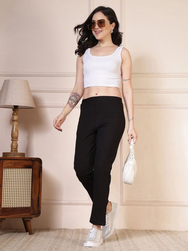 Fleece-Lined Winter Stylo Pants for Women - Black (FLC)