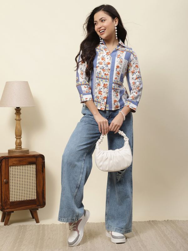 The Summer Breeze Printed Shirt for Women - Blue Multi
