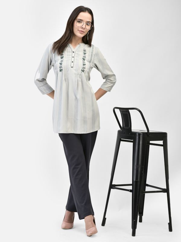 Jaunty High-Rise Straight-Leg Pants for Women - Grey