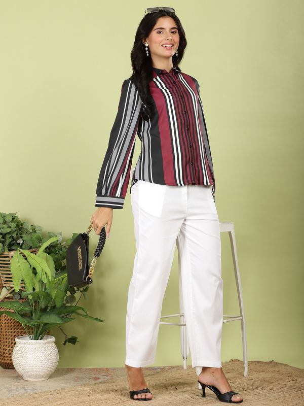 Cotton Viscose Drawstring Trousers for Women - White (MLC-124)