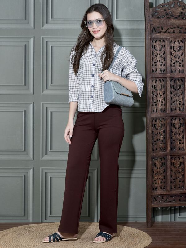 Classic Cotton Check & Stripe Shirt for Women - Blue Check