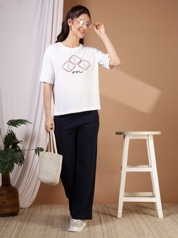 FFU Signature Graphic Boxy T-Shirt for Women - White