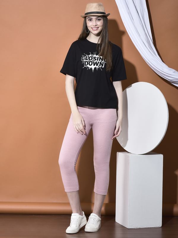 Statement Pop Graphic Oversized T-Shirt for Women - Black