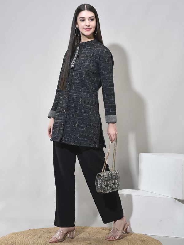 The Heritage Jacquard Co-ord Set for Women - Black
